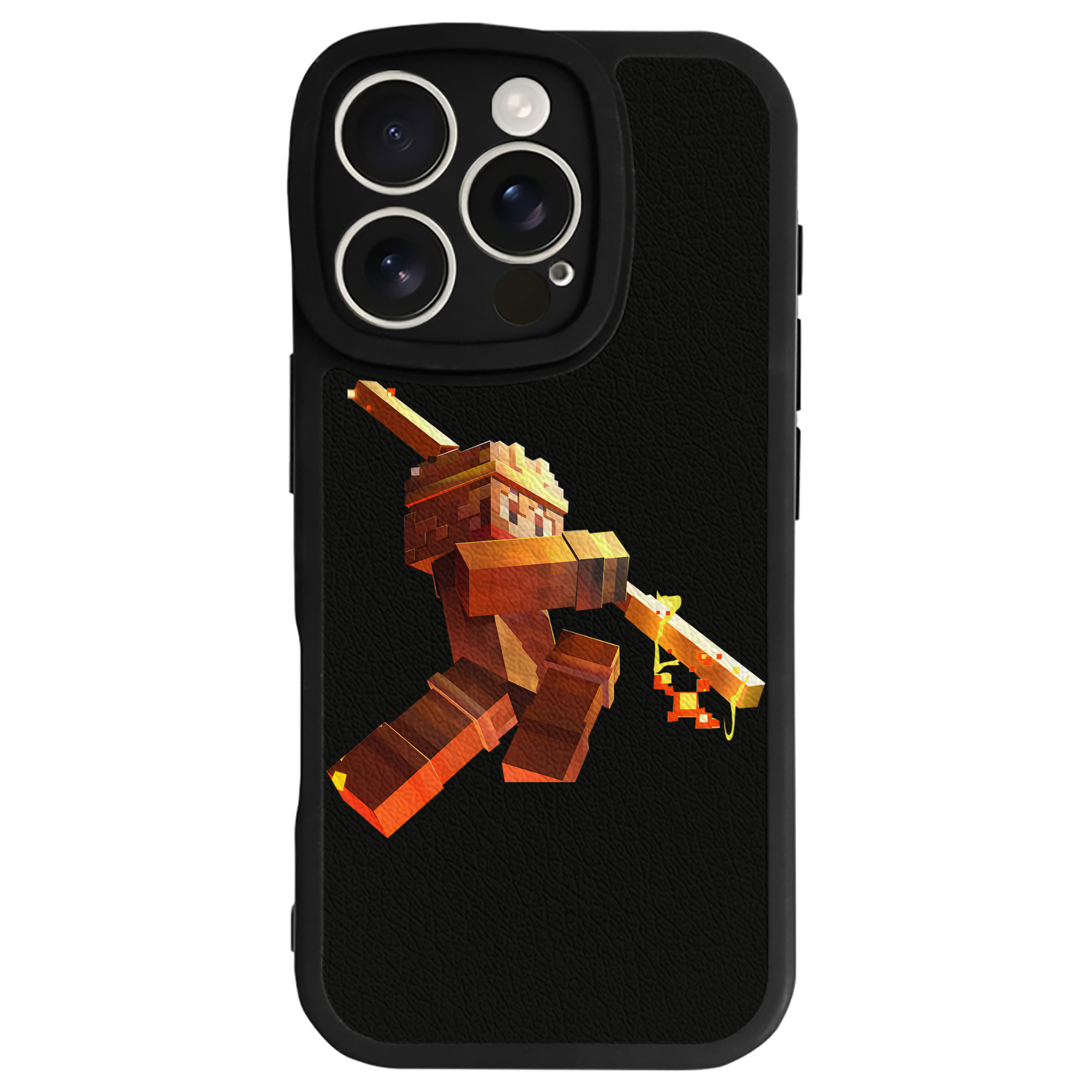（画像用） マインクラフト ブロックの世界 Minecraft MC Block world 【iPhone 16シリーズ対応】シリコンスマホケース（レザー調） 材質：シリコン